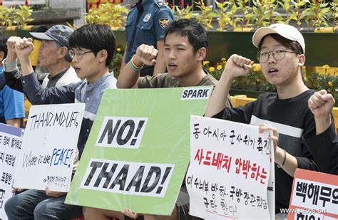 Demonstrators Protest Against Deployment Of THAAD In Seoul 4 People