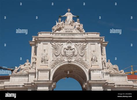 Triumphal Arch Arco Da Rua Augusta Lisbon Portugal Highly Ornate