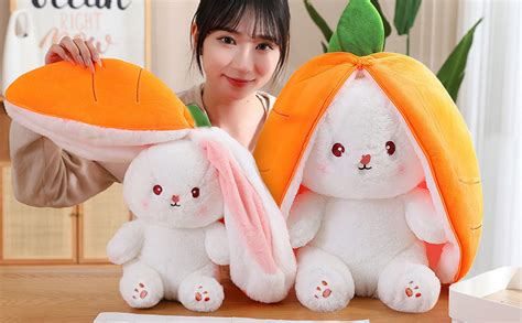 Fantsccy Lapin Cache Cache Peluche Lapin Carotte Douce et Câline