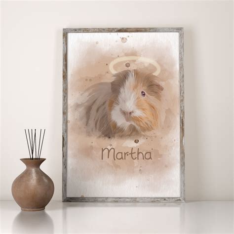 Guinea Pig Memorial Portrait From Photo Guinea Pig Loss Gift Guinea