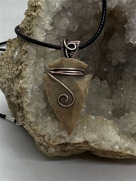 Antiqued Copper Wire Wrapped Ohio Flint Arrowhead Pendant Etsy In