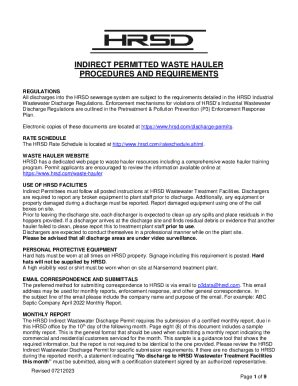 Fillable Online INDIRECT PERMITTED WASTE HAULER PROCEDURES Fax