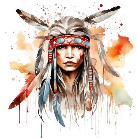 Premium Ai Image Watercolor Native American Western Wild West Cowboy