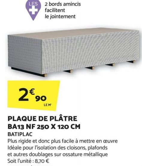 Promo Plaque De Pl Tre Ba Nf X Cm Batiplac Chez Bricomarch