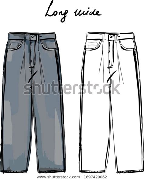 Vector Fashion Sketch Jeans Long Wide Stock Vector Royalty Free