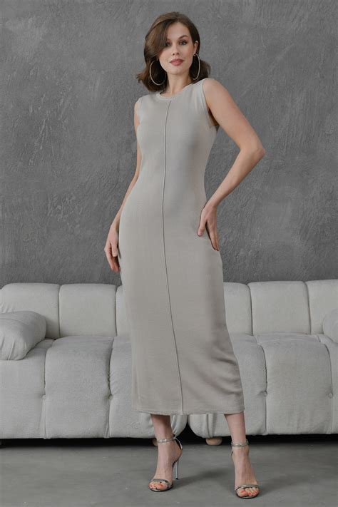 Secret Passion Lingerie Yeni Sezon Yazlık Midi Boy Yıkama İplik Triko Kumaş Bisiklet Yaka Kolsuz