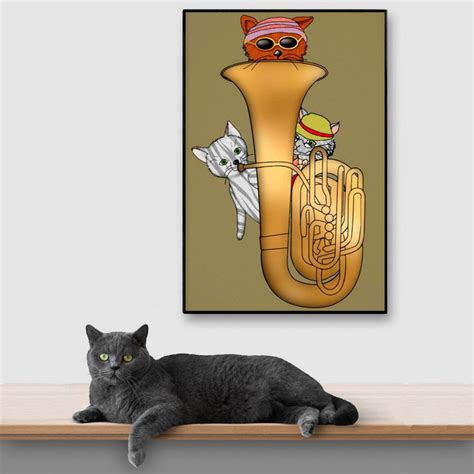 Tuba Cats Poster Wedding Stationery Wedding Invitations Art Wall