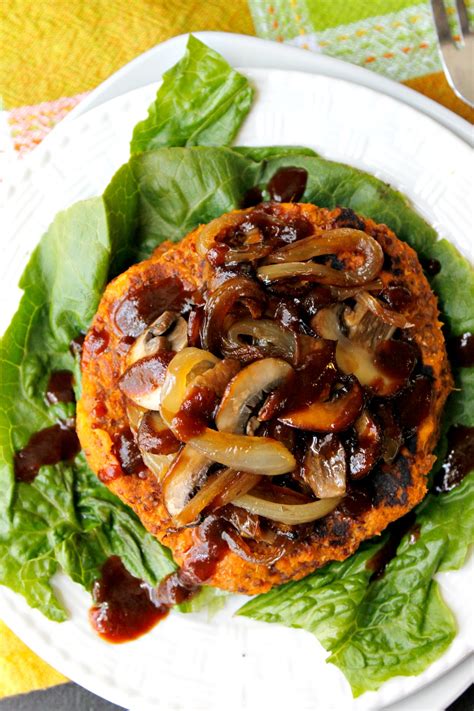 Quinoa Sweet Potato Patties With Caramelized Onions And Mushrooms