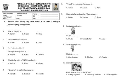 Soal Pts Bahasa Inggris Kelas 2 Penilaian Tengah Semester Pts Gugus