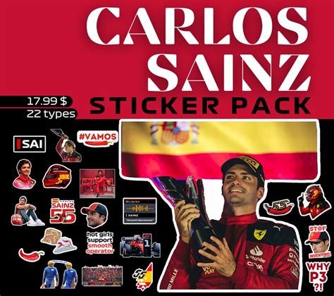 Smiling Sainz X10 Carlos Sainz Pack 22 Types Durable And Reusable F1