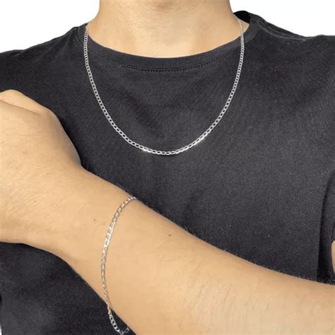 Conjunto Prata 925 Corrente Pulseira Masculina Alta Qualidad MercadoLivre