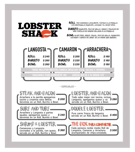 Menu at Lobster Shack restaurant, San Miguel de Cozumel