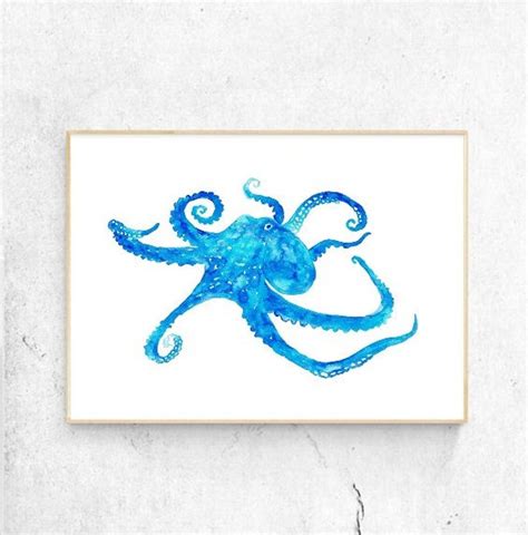 Octopus Watercolor Painting Print Art Animal Illustration | Etsy