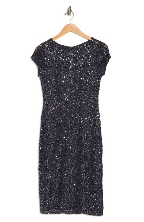 Marina Sequin Lace Cap Sleeve Sheath Dress Nordstromrack