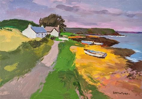 Donald Mcintyre Cliffs North Cornwall Acrylic Painting Of Cornish