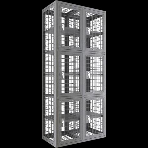 Metal Wire Mesh Security Cage Locker 6 Compartments