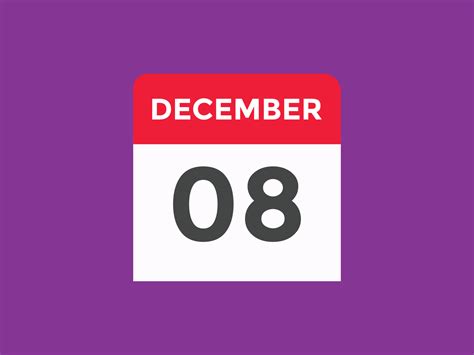 december 8 calendar reminder. 8th december daily calendar icon template ...