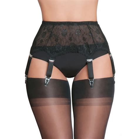 Umeko Black Mesh Garter Belt Sexy Lingerie Set Suspender Belt With