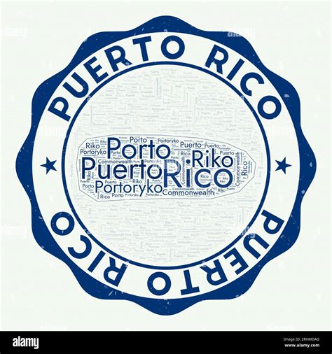 Puerto Rico Logo Artistic Country Badge With Word Cloud In Shape Of