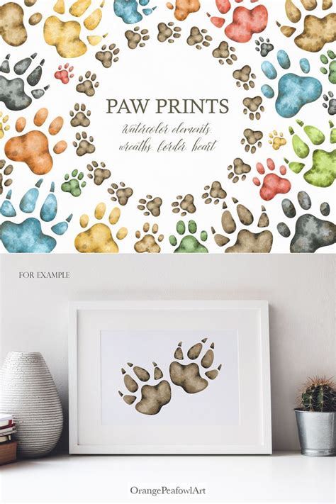 Watercolor Paw Prints Clipart Graphic By Orange Peafowl Art Creative