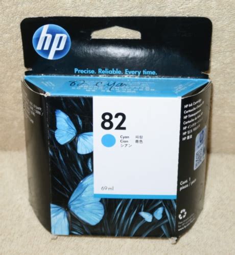 Genuine OEM HP 82 Cyan 69ml Ink Print Cartridge C4911A Sealed Box July ...
