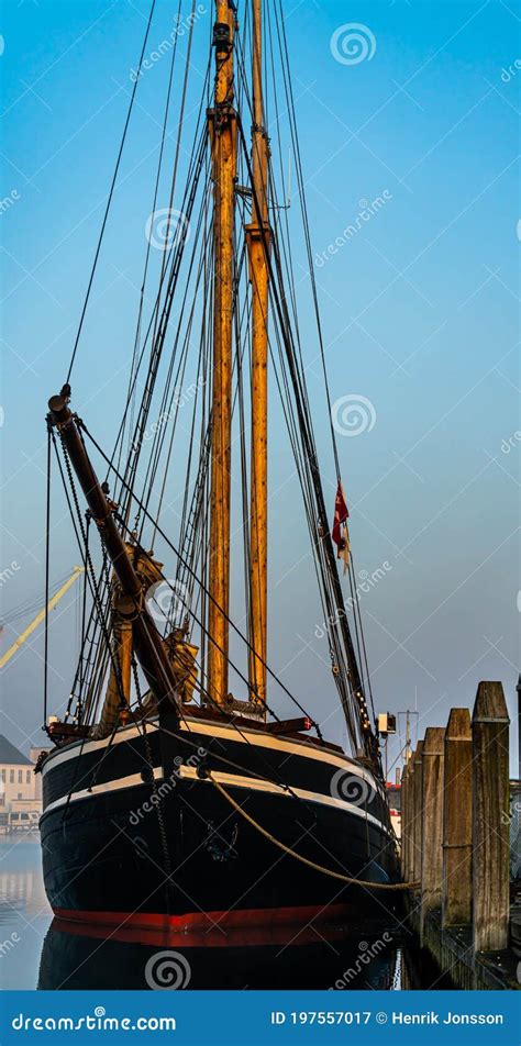 Classical Schooner Tall Ship Moored At The Dock Stock Image Image Of