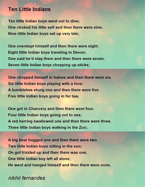 Ten Little Indians - Ten Little Indians Poem by nikhil fernandes