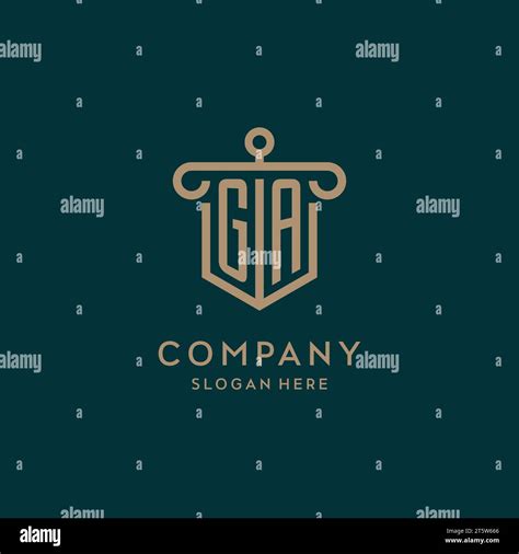 GA Monogram Initial Logo Design With Shield And Pillar Shape Design