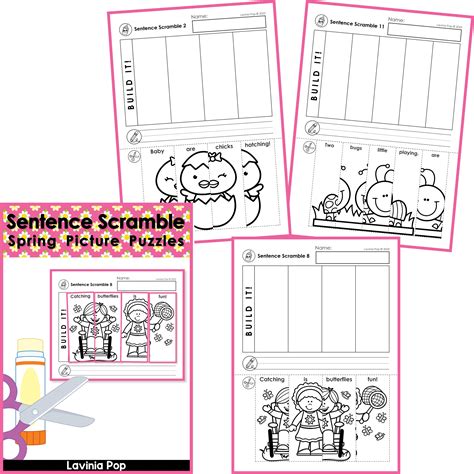 Free Sentence Scramble Spring Sentence Building Picture Puzzles In