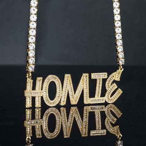 Iced Custom Baguette Letters Pendant With 5mm 22 Tennis Chain Helloice