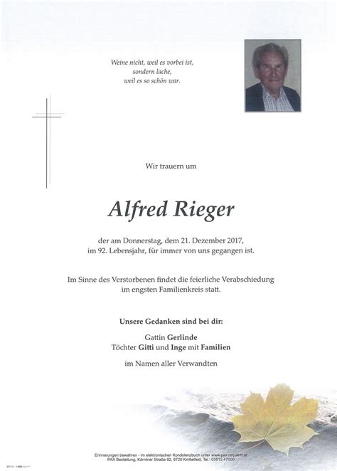 Parte F R Alfred Rieger Pax Requiem