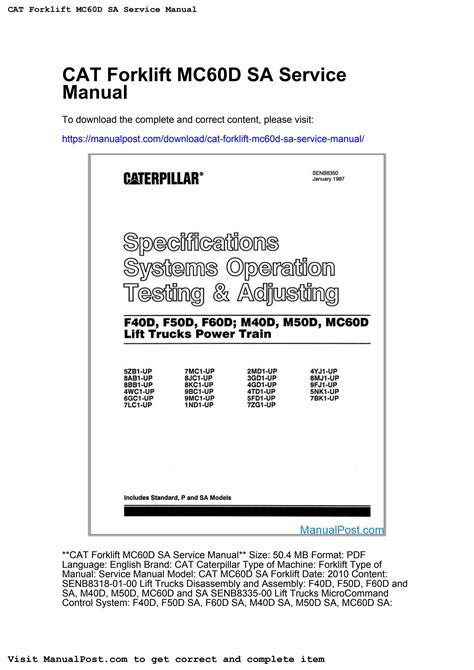 Cat Forklift Mc D Sa Service Manual By James Arnold Issuu