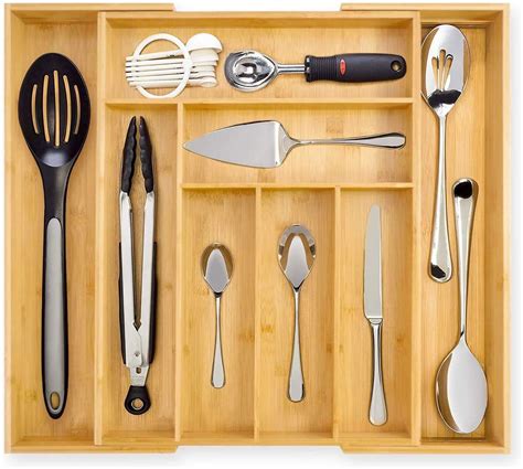 Amazon Dynamic Gear Premium Bamboo Drawer Organizer Silverware