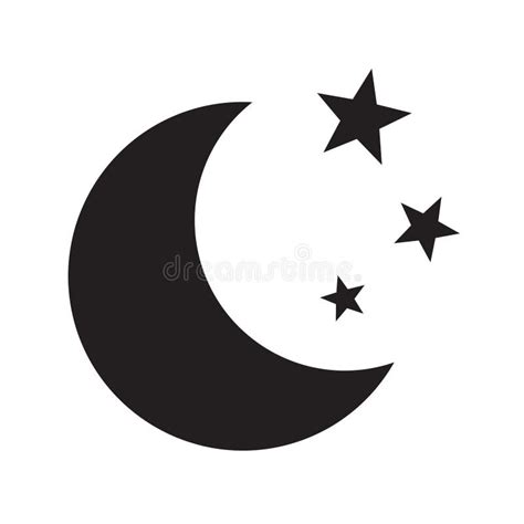 Crescent Moon With Stars Icon On White Background Night Icon Crescent