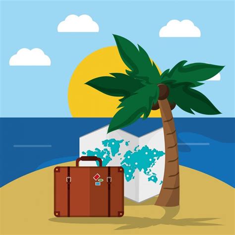 Tiempo Para Viajar Diseño De Vacaciones Vector Premium