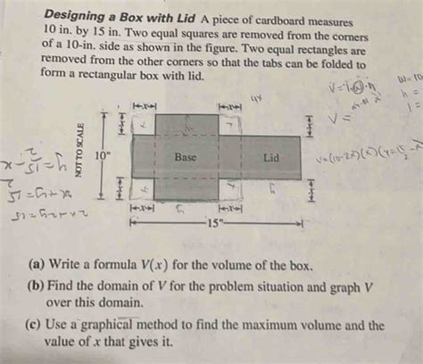 Solved Designing A Box With Lid A Piece Of Cardboard Measures 10 In