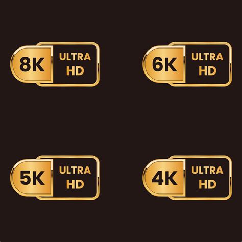 Golden 8K 6K 5k 4k Ultra HD Video Resolution Button Set 11252033