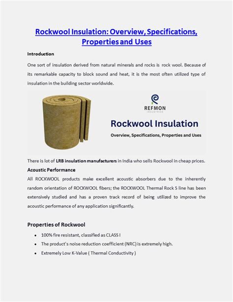 PPT Rockwool Insulation Overview Specifications Properties And