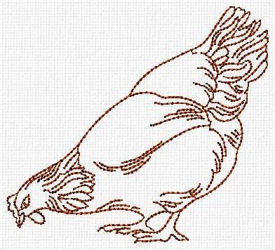 Rooster And Chicken Redwork Machine Embroidery Design Set Etsy