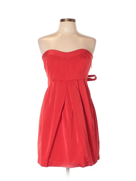 Theory 100 Polyester Solid Red Cocktail Dress Size 10 86 Off Thredup