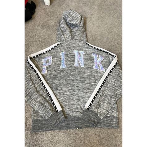 Pink Victorias Secret Tops Nwot Htf Rare Vs Pink Mermaid Bling Zip Up Hoodie Poshmark