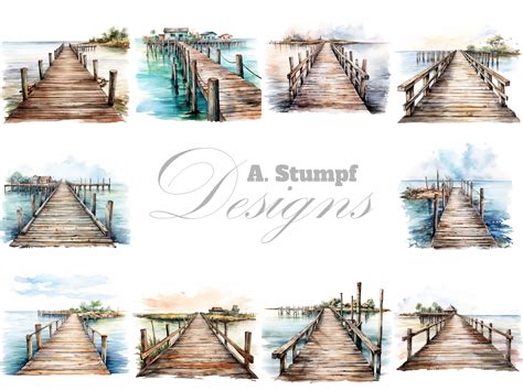 Old Wooden Pier Vintage Dock Clipart Set Graphic By Andreas Stumpf