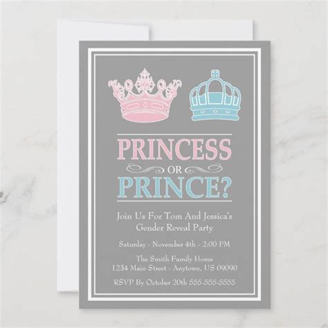 Princess Or Prince Gender Reveal Party Invitations Zazzle