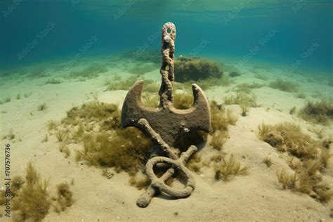 Sunken Anchor An Anchor Resting On The Sandy Bottom Surrounded By