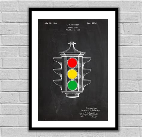 Colored Traffic Light Patent Traffic Light Poster Traffic