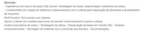 Vaga De Analista De Dados Em SQL Analisando Requisitos