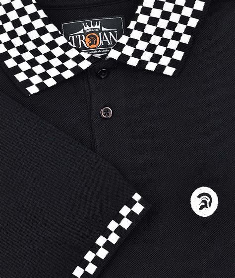 Trojan Records Black Ska Chequerboard Polo Shirt Modfellas Clothing