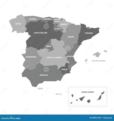 Mapa Espa A De Las Comunidades Aut Nomas Ilustraci N Del Vector