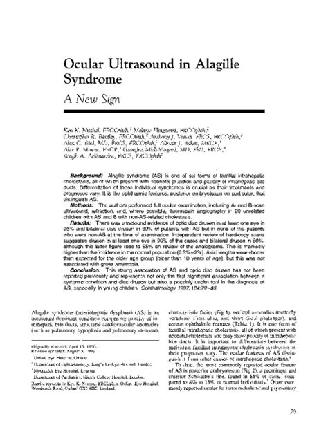 Pdf Ocular Ultrasound In Alagille Syndrome A New Sign Christopher