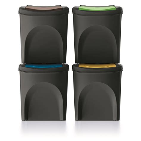 Set De Cubos De Basura Keden Sortibox L Papelera Reciclaje Negro